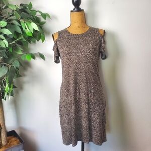 MICHAEL Michael Kors Leopard Print Cold Shoulder Mini Dress Size Medium *